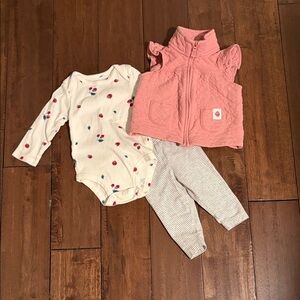 Carter's Pink Quilted Vest and White Bodysuit Set